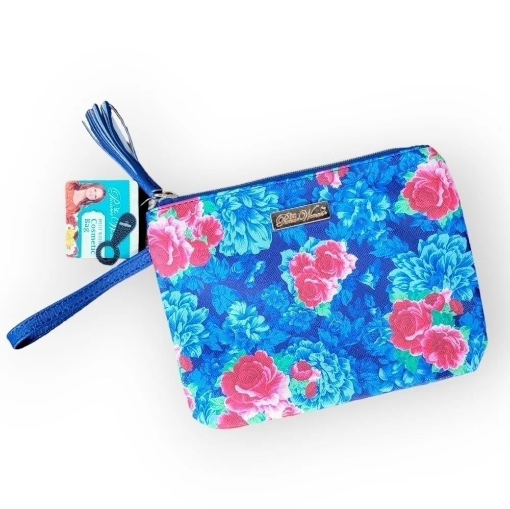 NEW Pioneer Woman Cosmetic Bag Breezy Blossom Print Wristlet